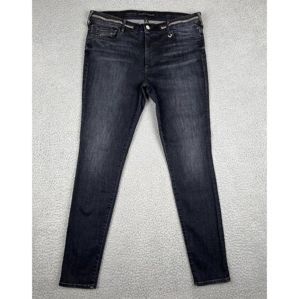 Joan Smalls x True Religion Women's Zipper Waist Jeans in Hellcat Black 32x30.5